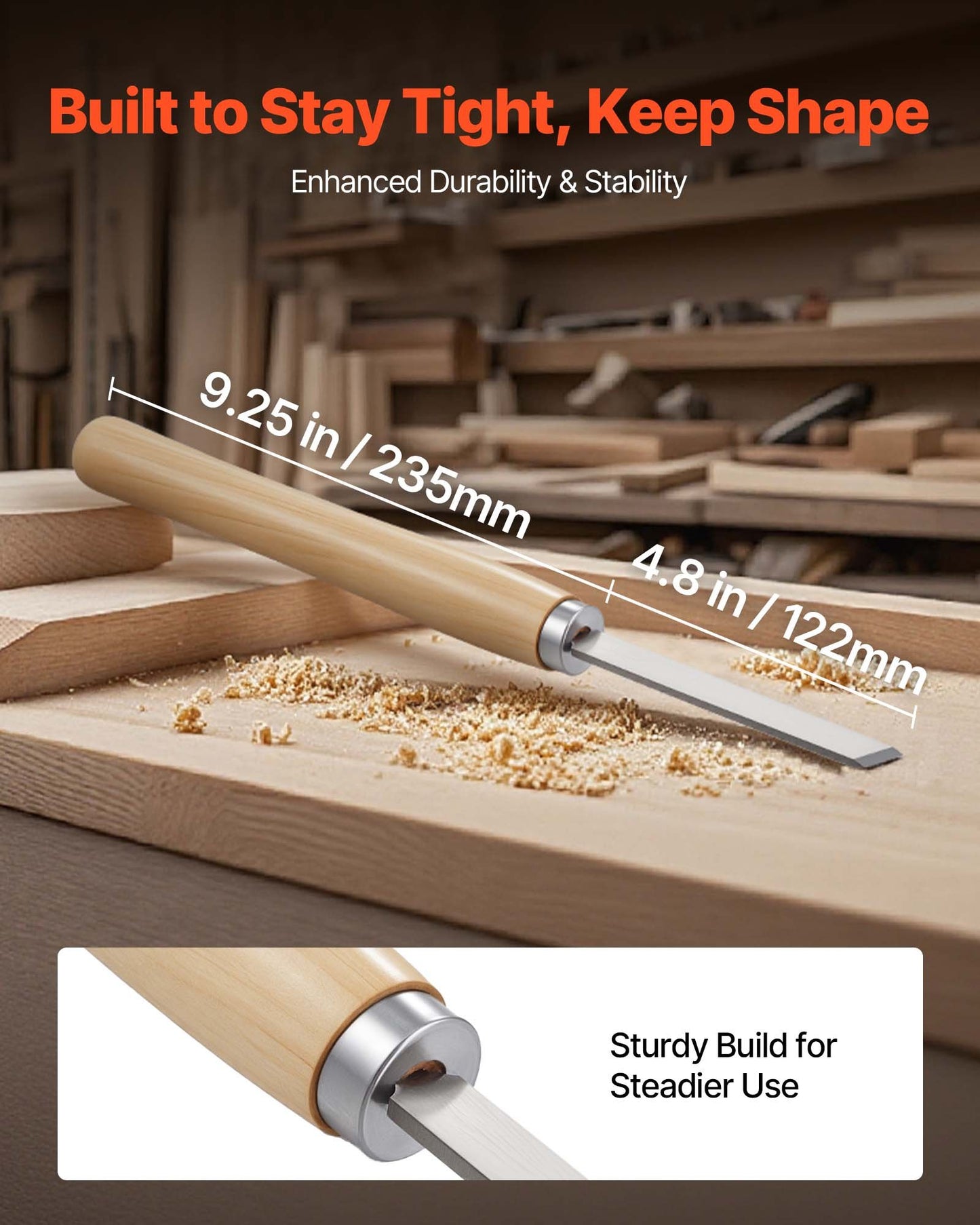 Wood Lathe Turning Tool Set, 8PCS, Lathe Chisel Set With Carbon Steel Blade, 2 Skew, 1 Spear Point, 1 Parting, 1 Round Nose, 3 Gouge Tools, 1 Oxford Bag, For Beginners, Hobbyists, Professionals