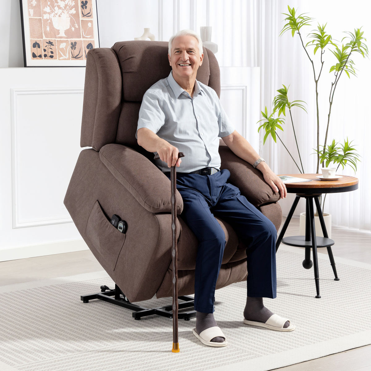 Eight-Point Massage Electric Lift Chair - Dark Brown