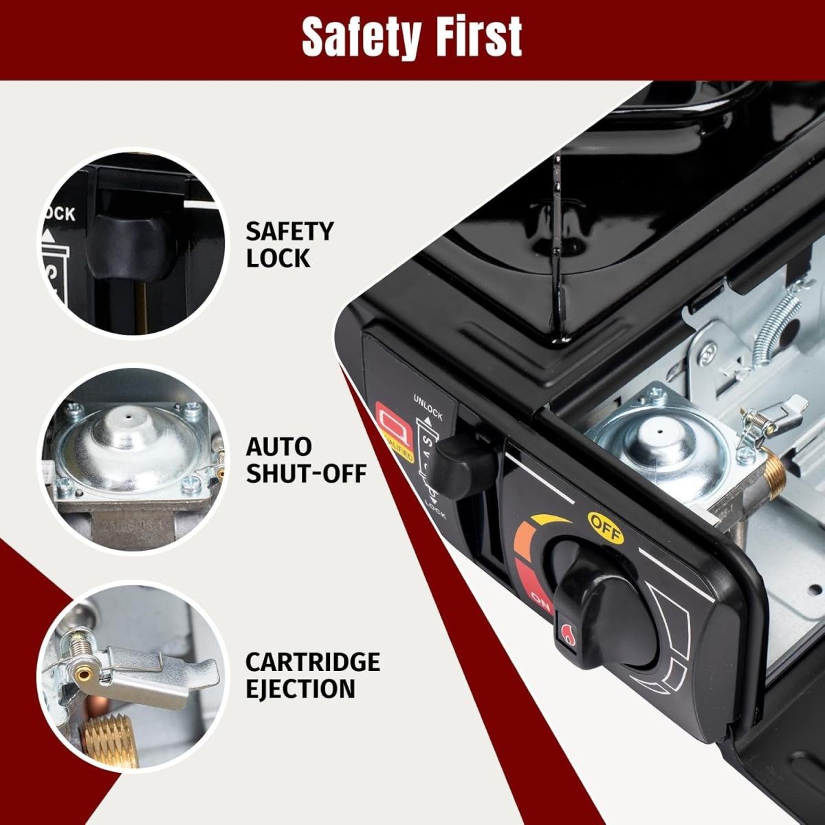 Outdoor Camping Butane Gas Stove Portable Single Burner Hob BBQ Picnic Cooker Excluding Gas Cylinders