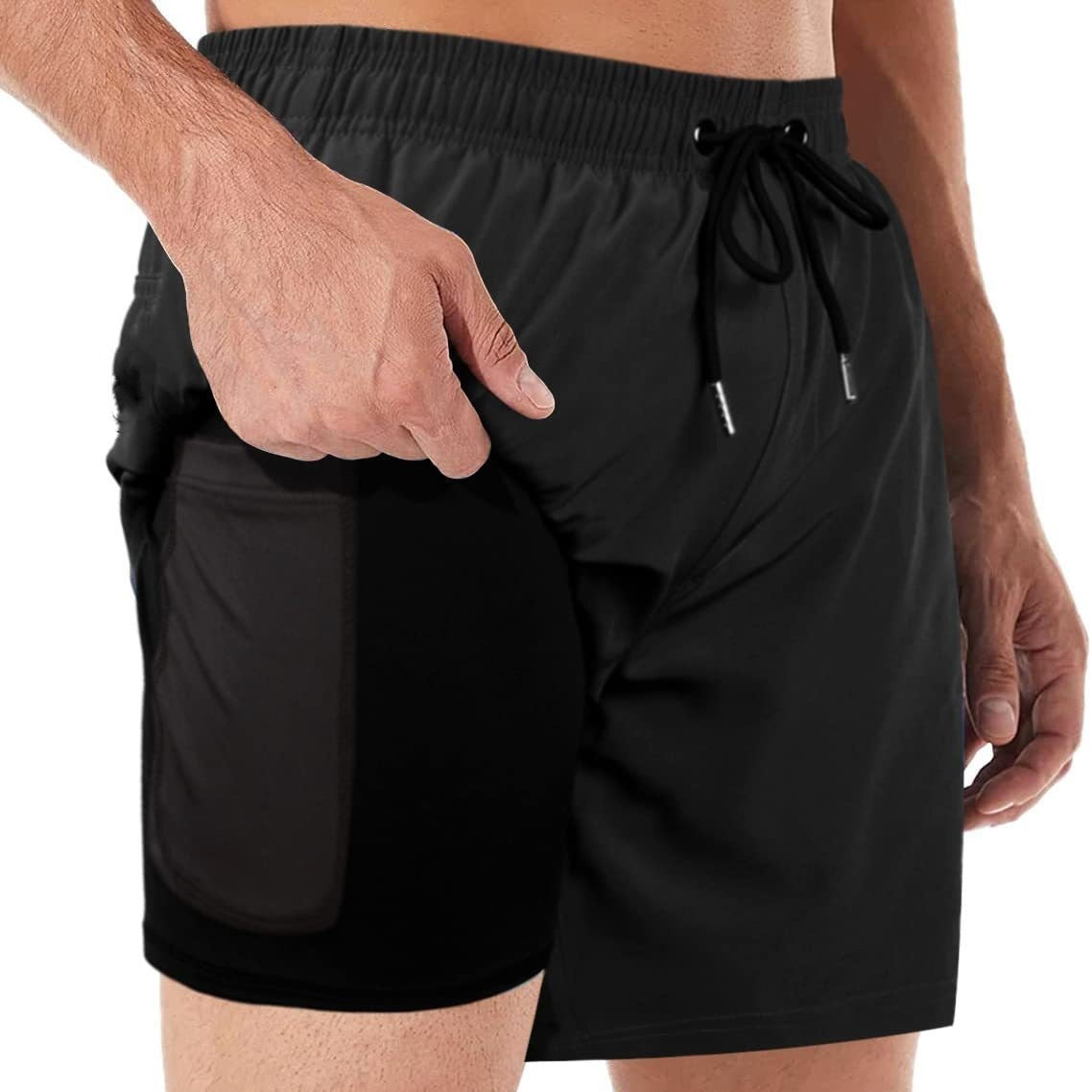 Swim Trunks With Compression Liner 2-in-1 For Casual And Fitness Use