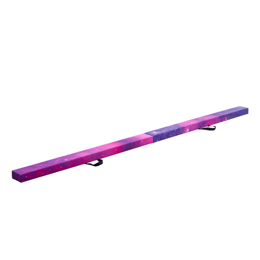 8FT Folding Balance Beam For Kids, 300LBS Stable Support Gymnastics Floor Beam With Non-Slip Mat, Wood-Core Gymnastics Training Equipment With Anti-Slip Bottom & Carry Bag For Home Gym, Galaxy