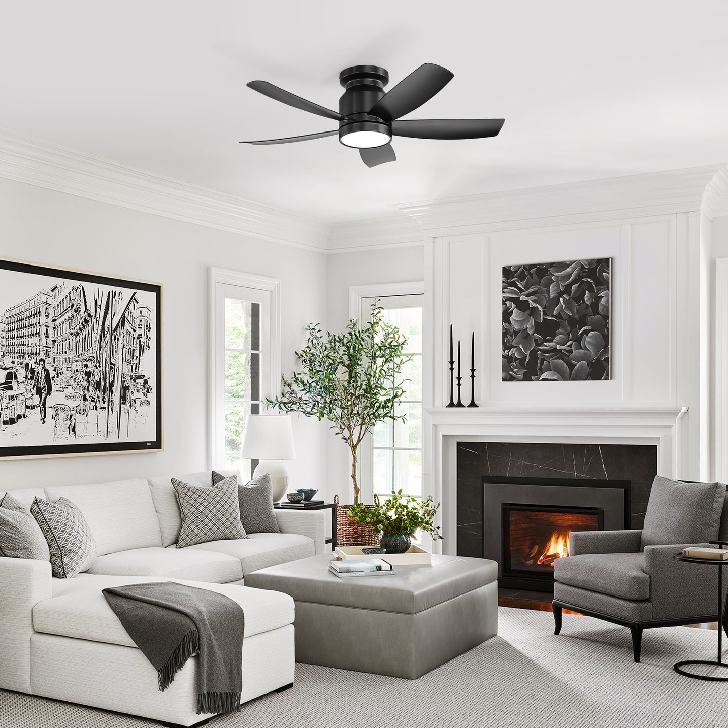 106cm Ceiling Fan With 18W LED Lighting, Remote Control, 5 ABS Blades And Reversible DC Motor For Living Room, Bedroom, Kitchen, Office
