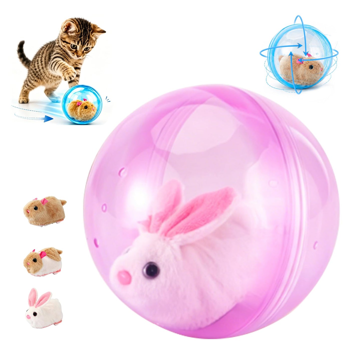 2026 New Self-Rolling Interactive Cat Ball Realistic Animal Automatic Moving Rolling Cat Ball  Rolling Spin Moving Cat Ball Indoor Interactive Pet Ball For Cats Dogs Chasing