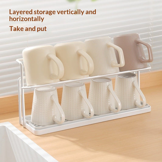 Tiered Tea Cup Rack Countertop Draining And Storage Stand
