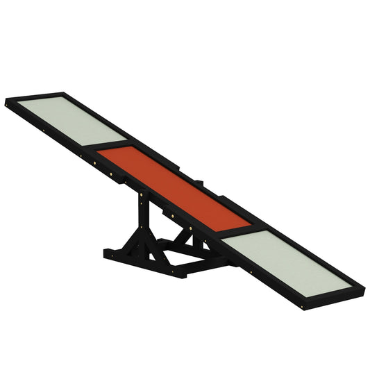 PawHut Wooden Pet Seesaw For Big Dogs, Dog Agility Equipment With Anti-Slip Surface - Black