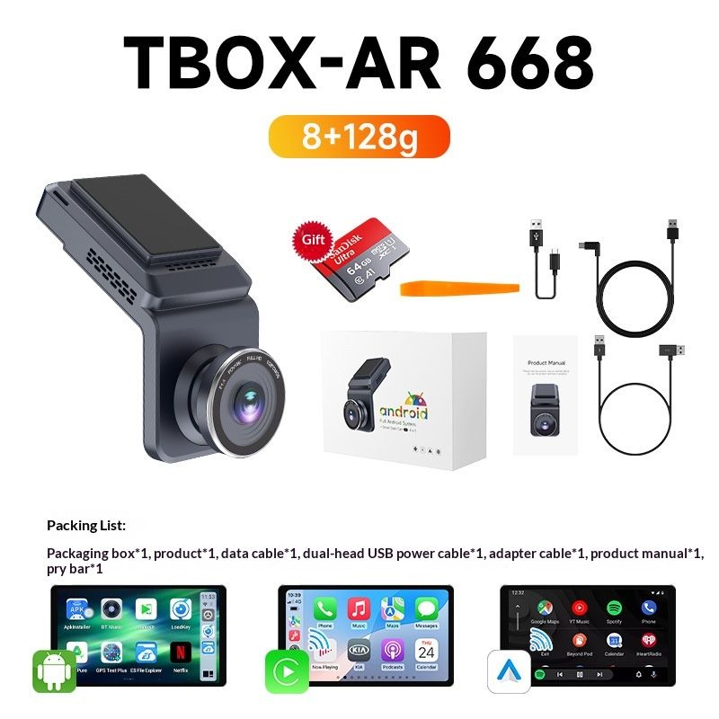Carlinkit CarPlay To Android Auto Wireless Car Adapter, Smart Screen Box For Navigation, Dash Cam & Phone Screen Mirroring