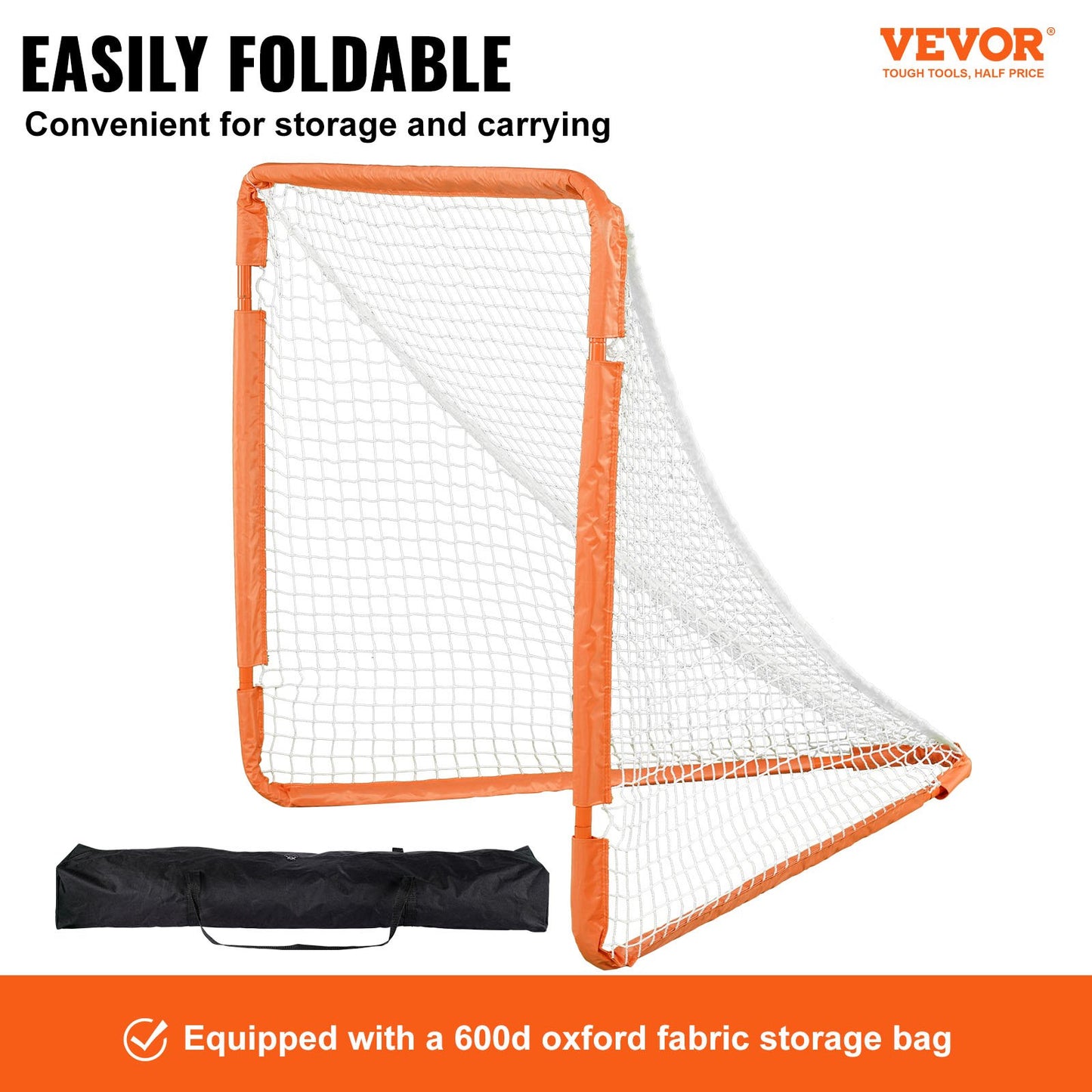 Lacrosse Goal, 4' X 4' Small Kids Lacrosse Net, Folding Portable Lacrosse Goal With Carry Bag, Iron Frame Backyard Training Equipment, Quick & Easy Setup, Perfect For Youth Training, Orange