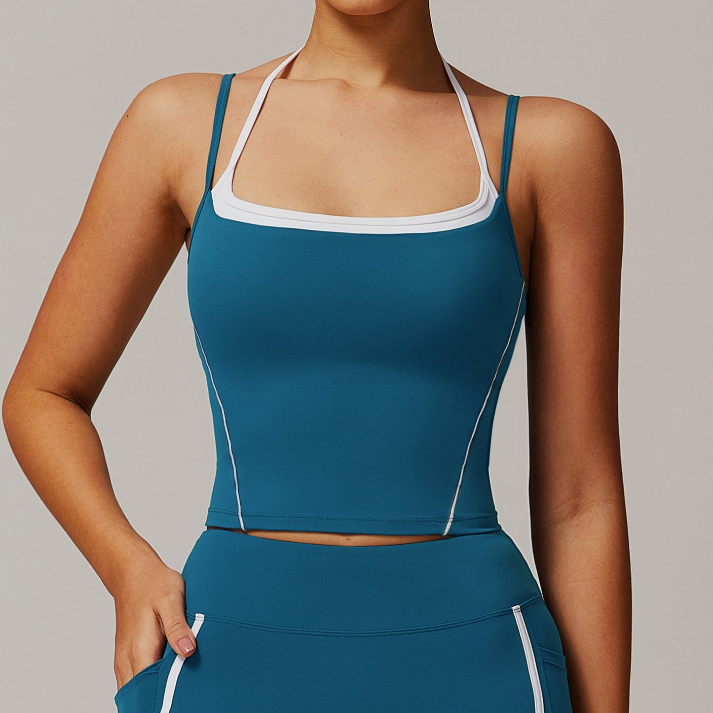Fake Two-piece Halter Beauty Back Yoga Vest High Strength