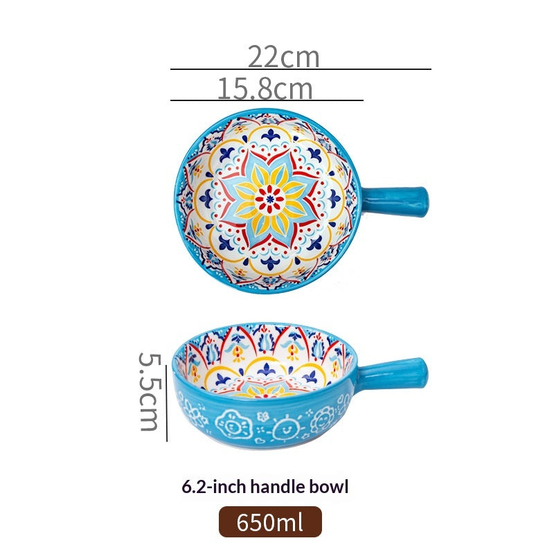Bohemian Ceramic-handled Bowl Creative Design For Home Use