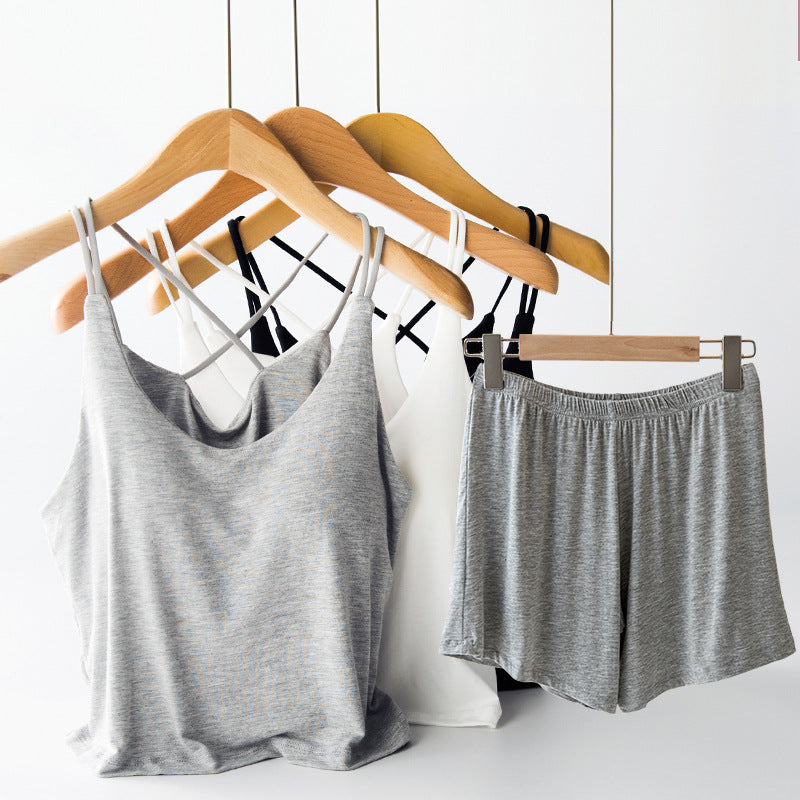 Navel-exposed Sexy One-piece Sling Vest Cover With Chest Pad Beauty Back Outer Wear