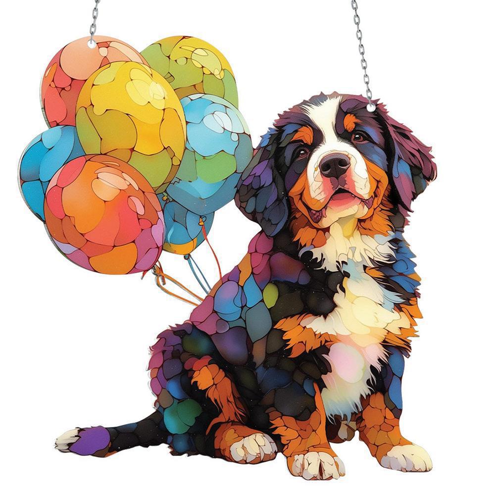 Gift Dog-shaped Acrylic Window Pendant In Colorful Designs