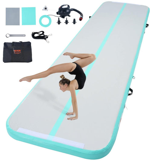 Gymnastik-Luftmatte 10 Cm Dick Aufblasbare Gymnastik-Tumbling-Matte, Tumbling-Bahn Mit Elektrischer Pumpe, Trainingsmatten Für Den Heimgebrauch/Fitnessstudio /Yoga/Cheerleading/Strand/Park Grün