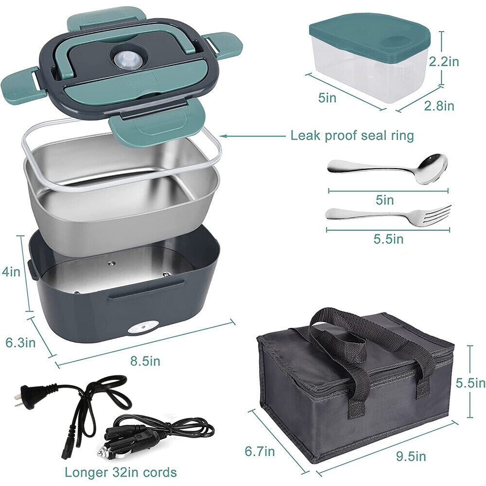 Electric Lunch Box Food Warmer Portable Food Heater Leak Proof For Car & Home 1.5L40W