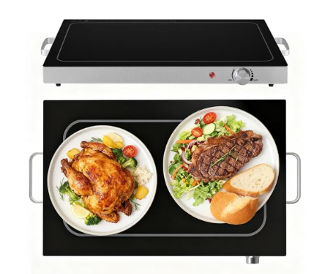 Electric Glass Top Food Warming Tray With Adjustable Temperature Control