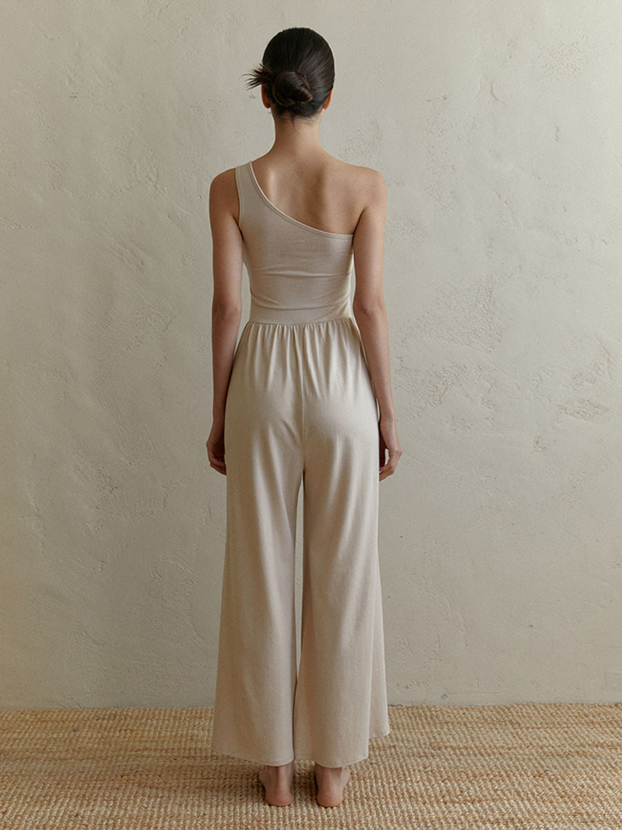 Women's Diagonal Shoulder Strap Yoga Jumpsuit