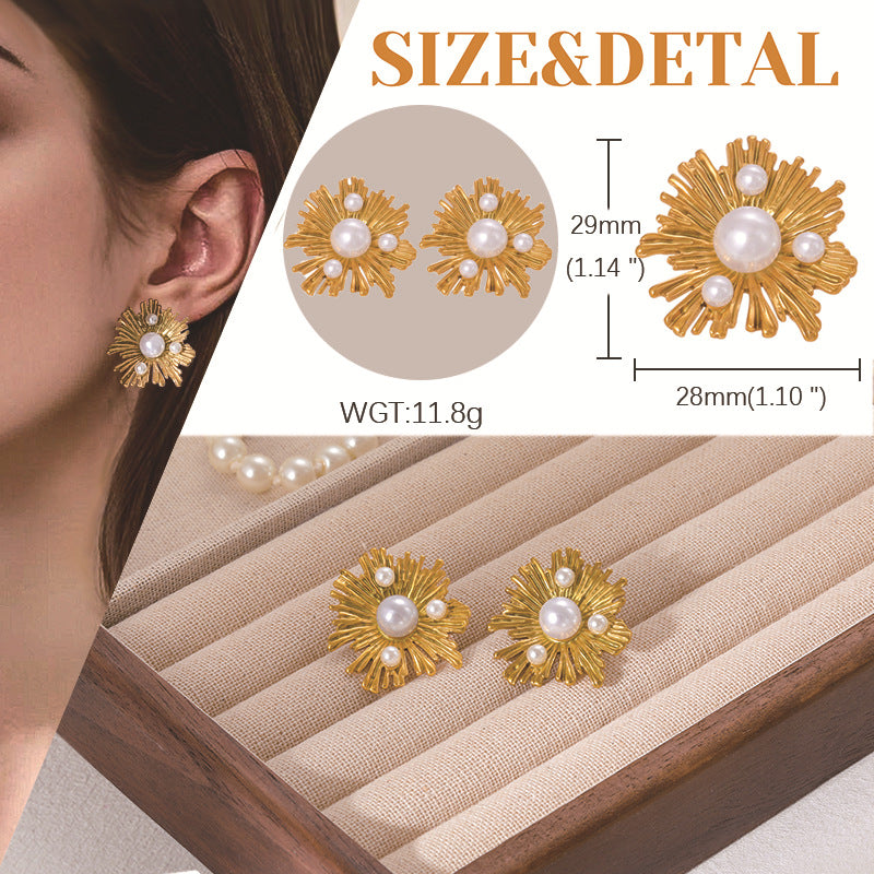 Chic Gold Tone Titanium Steel Jewelry, Niche Light Luxury High Fashion Long Lasting Stainless Steel Women Earrings