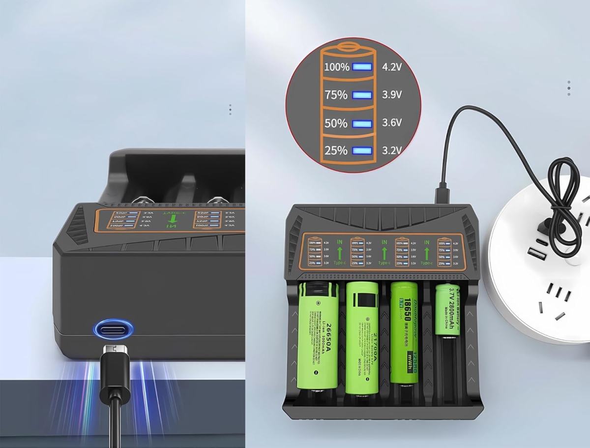 4-Slot LED Smart Battery Charger USB For Rechargeable AA AAA Nimh Battery 18650