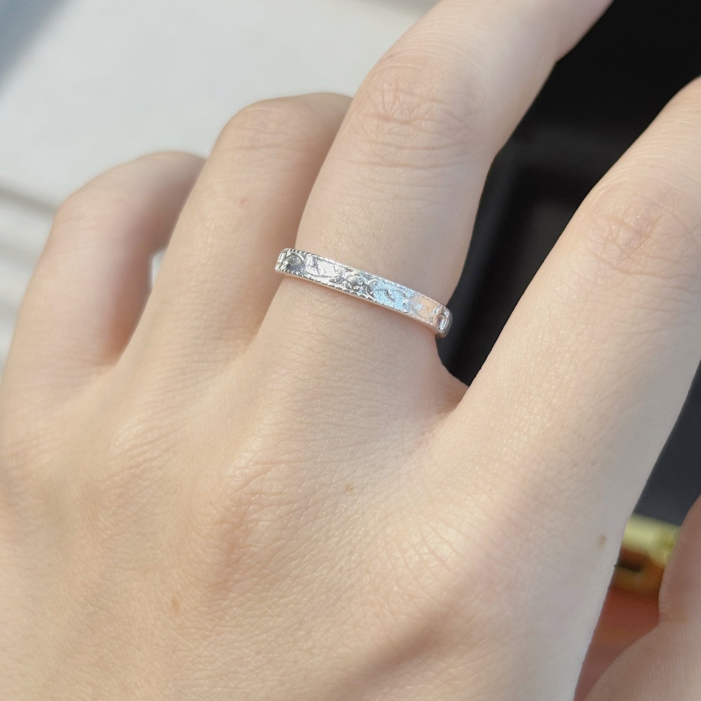 1pc 999 Sterling Silver Engraved Scrollwork Band Ring, Retro & Traditional Chinese Style, Perfect For Daily, Dating & Gifting, Ideal Valentine's Gift