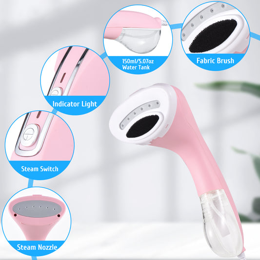 Steamer For Clothes 1100W Powerful 20s Fast Heat-up Handheld Garment Steamer 150ml Detachable Water Tank Portable Wrinkle Remover Steam Iron Works On All Fabrics For Travel Home