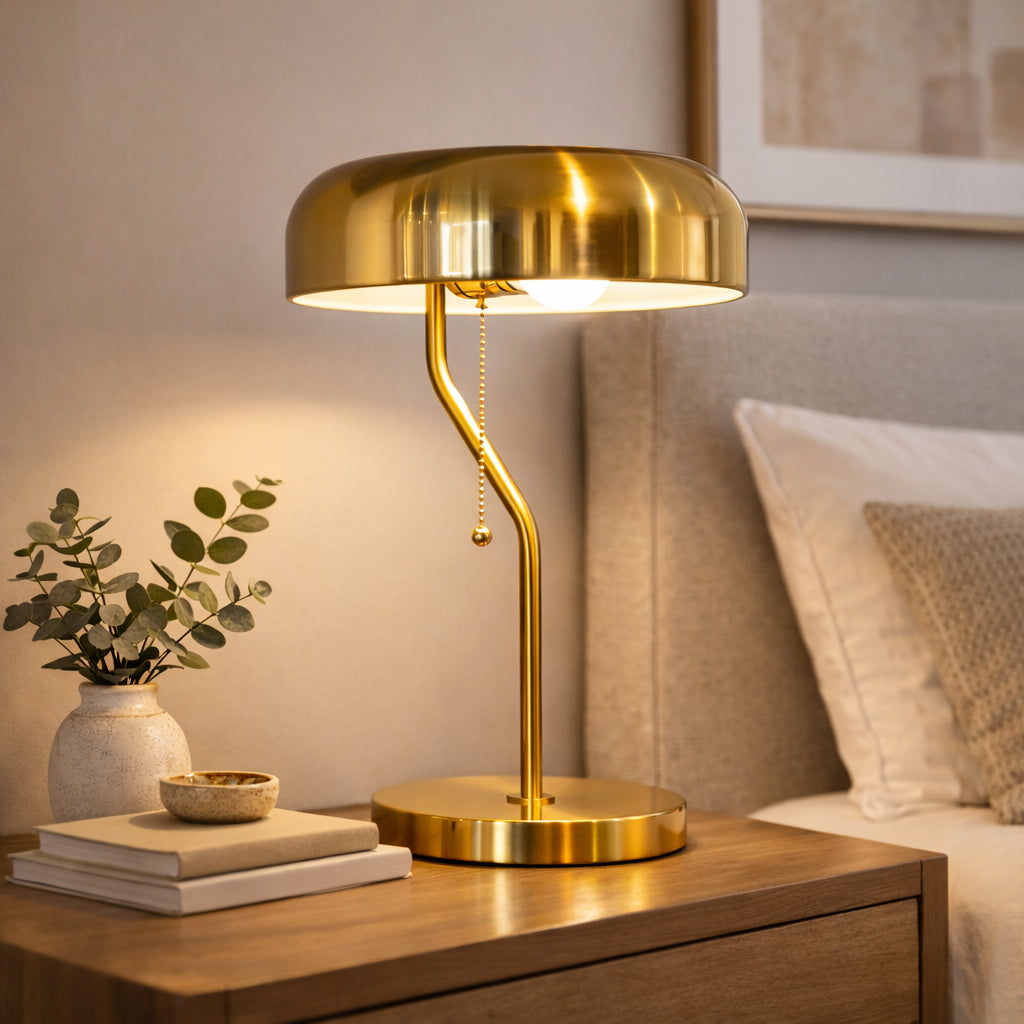 High Quality Hotel European Modern Bed Side Nightstand Decorative Table Desk Lamp, Metro Table Lamp With Gold Outer And White Inner 110-120V