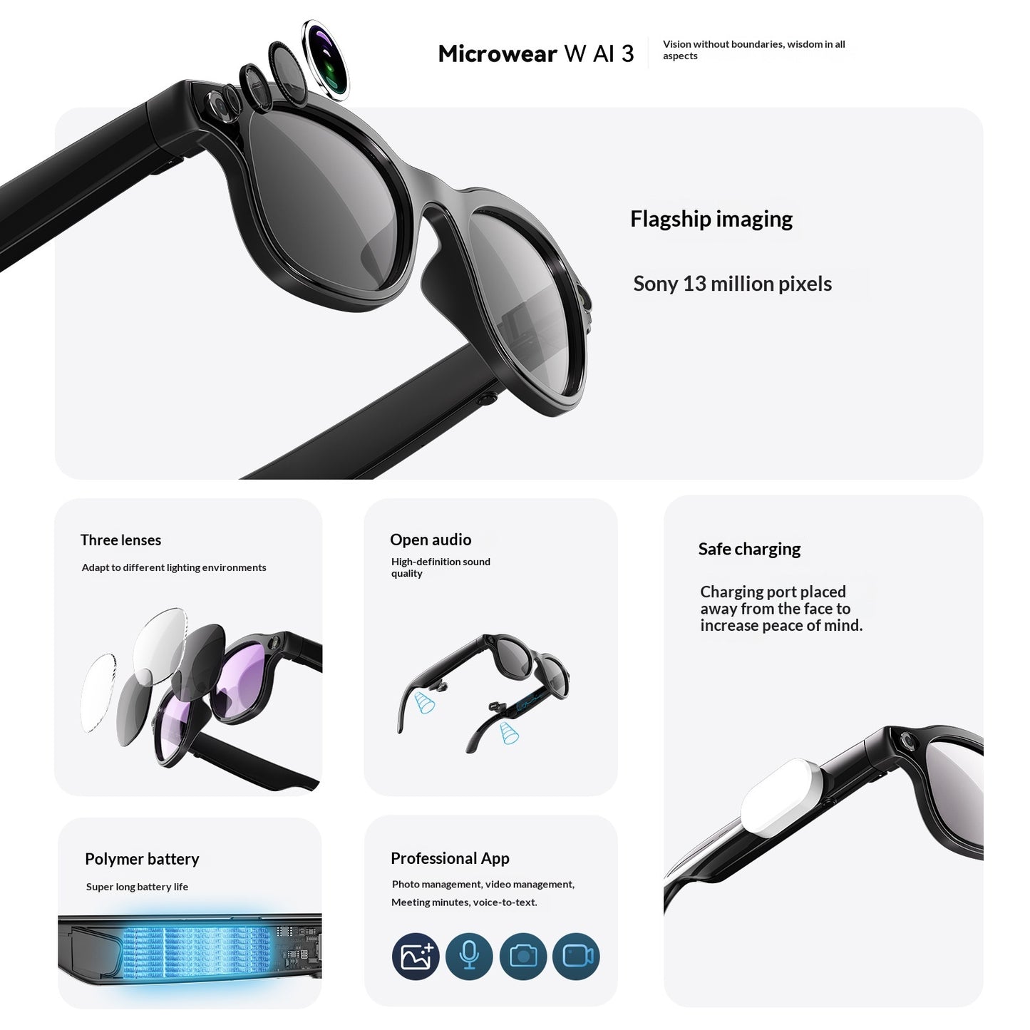 AI Smart Glasses Bluetooth Calling Head-mounted
