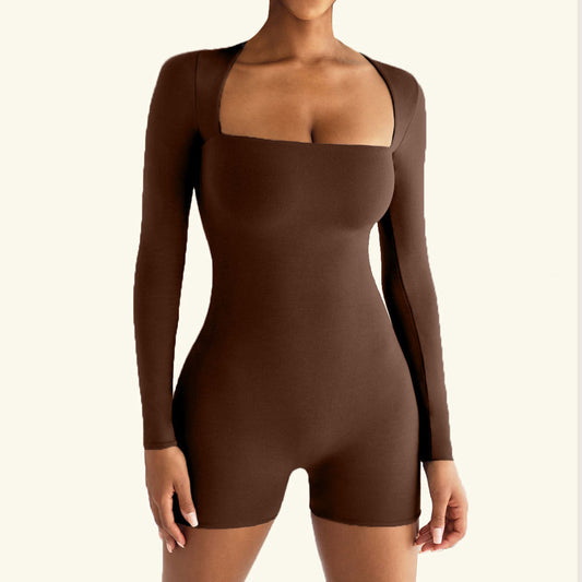 European And American Slim Yoga Long Sleeve One-piece