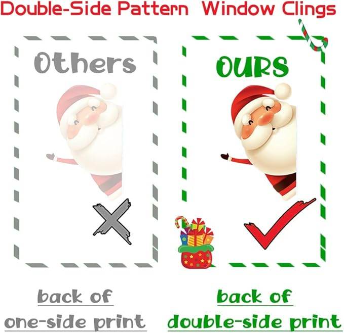 82 Pcs Christmas Snowflake Window Clings, Reusable Glass Decals With Santa Claus And Reindeer For Indoor Holiday Party Decor