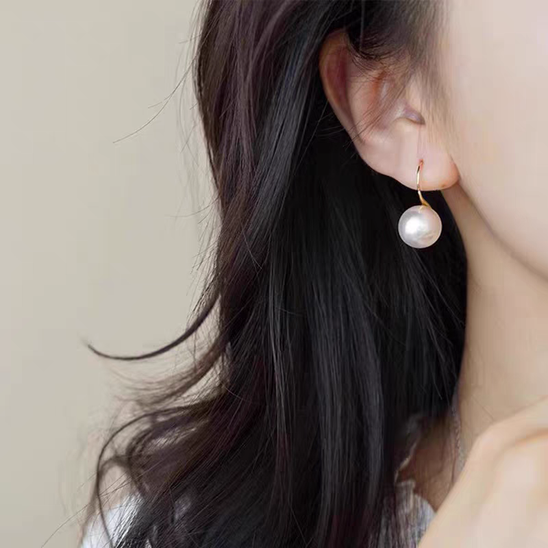 1 Pair S925 Sterling Silver High Heel Hook Large Shell Pearl Drop Earrings, Elegant & Versatile, Perfect For Daily, Party & Dating, Ideal Valentine's Gift