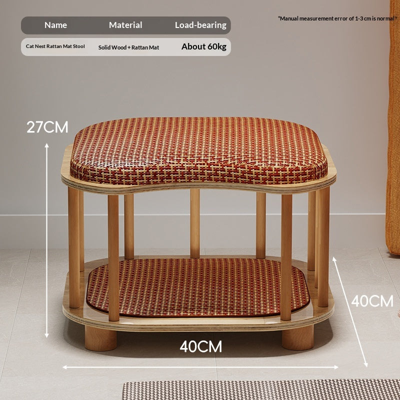 Cat Bed Bench For Humans And Cats All-Season Solid Wood With Summer Cooling Mat Pet Supplies