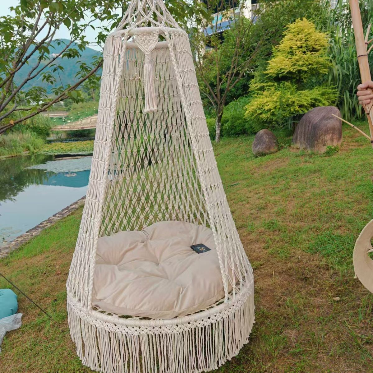Large Hanging Basket Cotton Yarn Outdoor Balcony Household Use