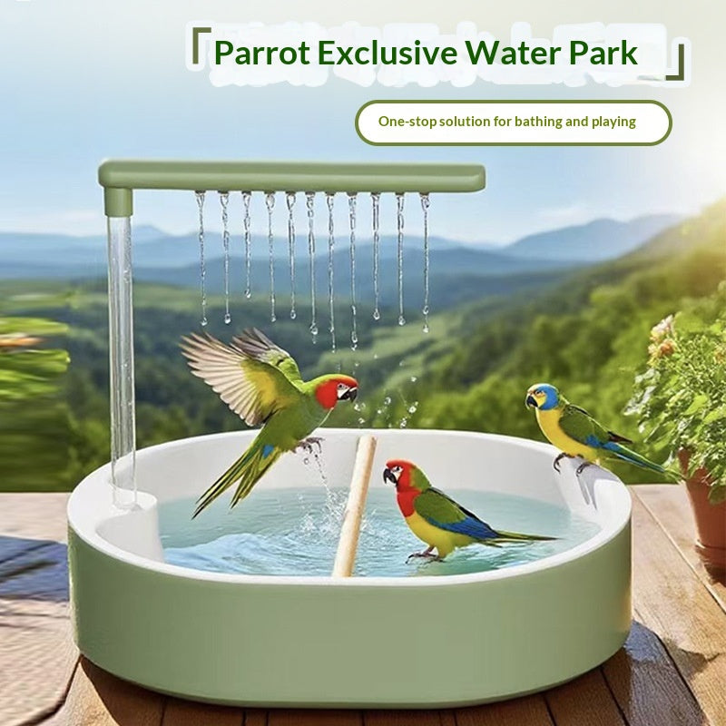 Automatic Cycling Water Spray Parrot Bird Bath Tub