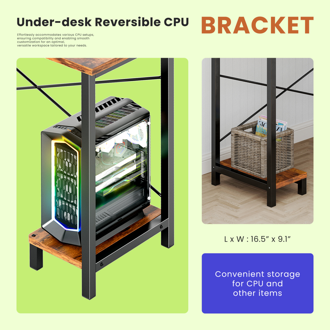 49-Inch L Shaped Desk - Computer Desk Corner Desks Gaming Desk PC Table, With CPU Stand Side Bag For Home Office Dorm Sturdy Writing Workstation