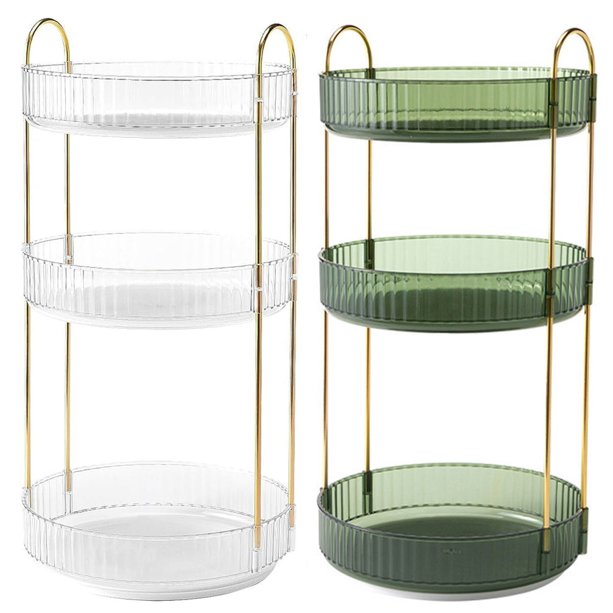 1 Set  3 Tier Rotating Makeup Organizer 360 Degree Spinning Perfume Cosmetic Storage Tray 55LBS Load Countertop Shelves For Lotion Lipstick