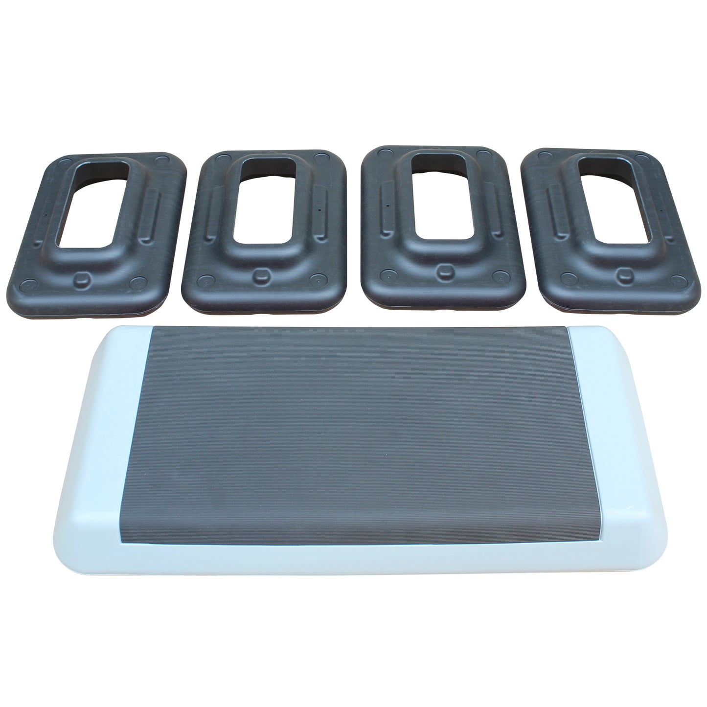 Adjustable Workout Aerobic Stepper In Fitness & Exercise Step Platform Trainer Gray Black With 2 Risers