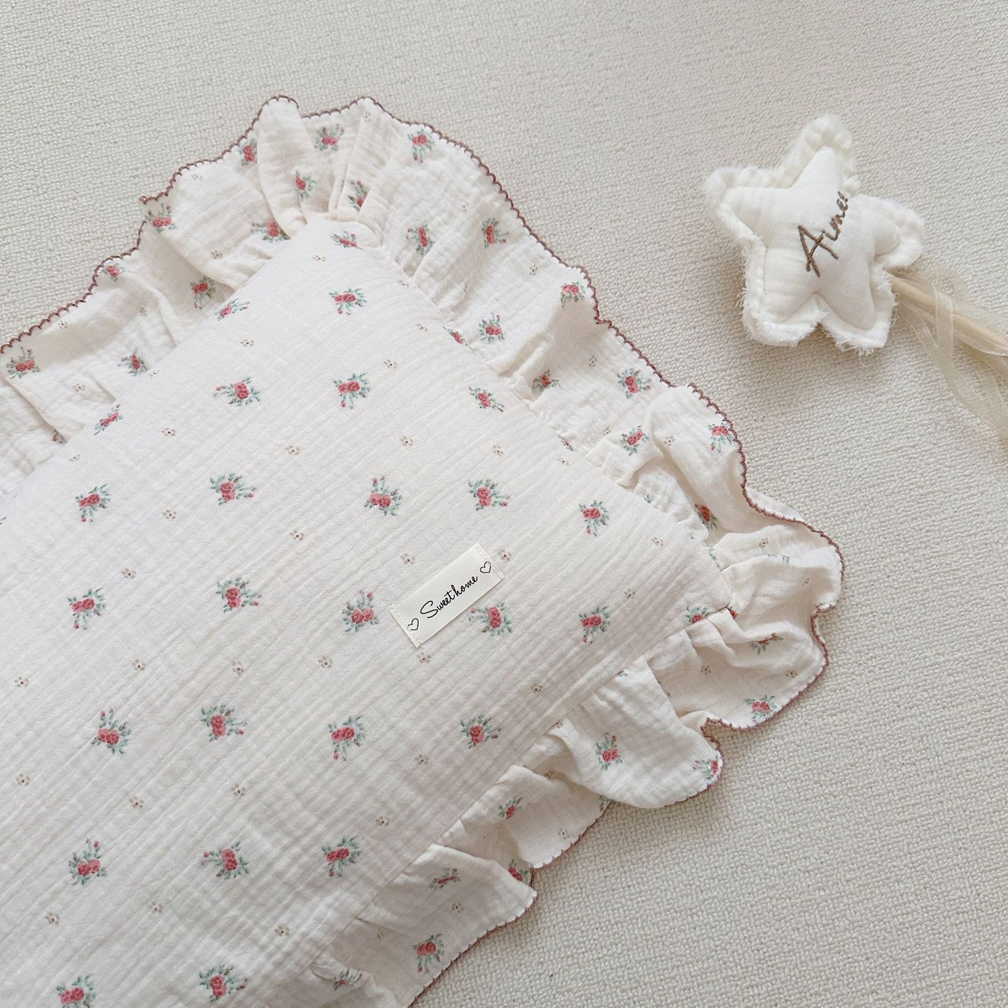 Korean-style Floral Cotton Gauze Pillowcase