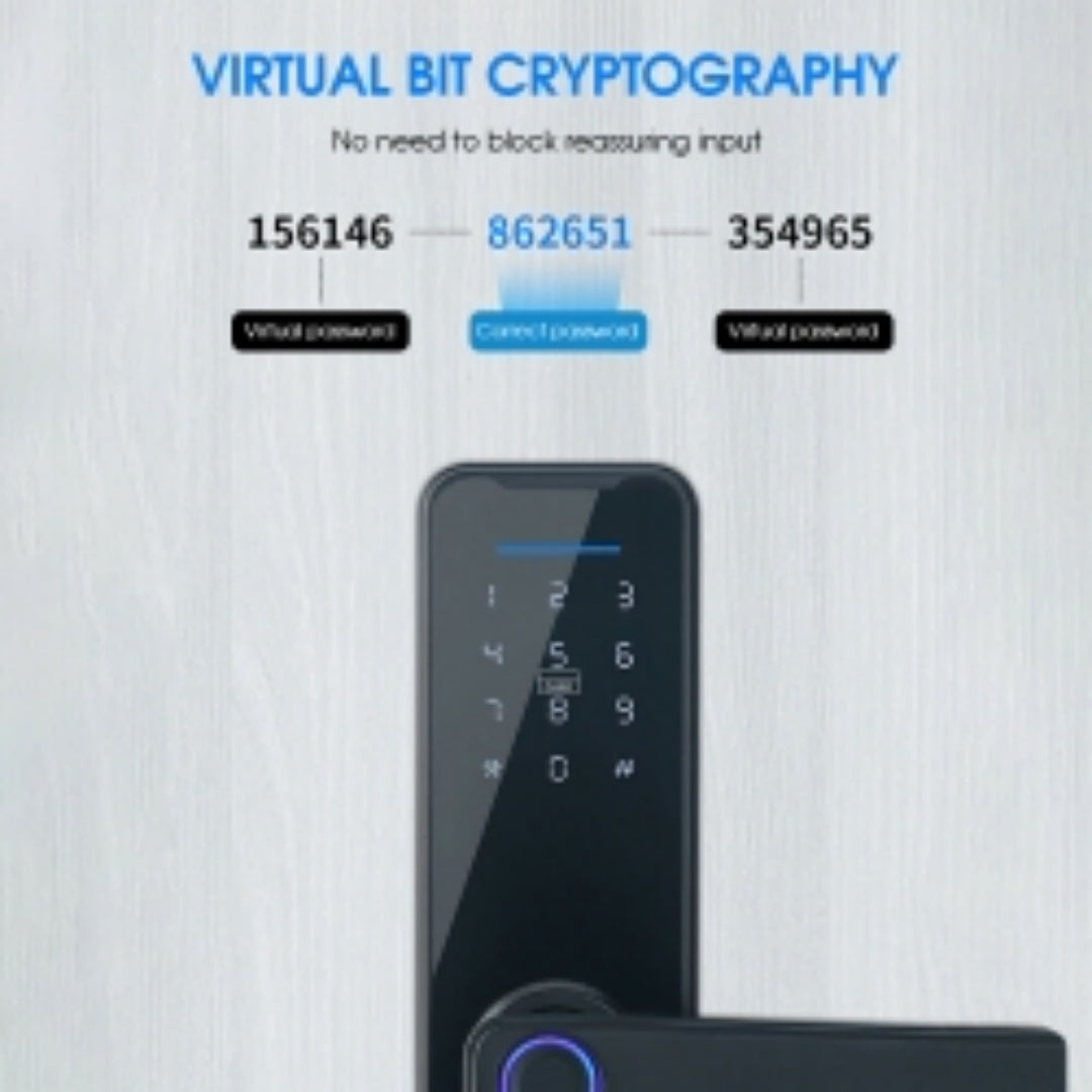 WIFI Digital Smart Door Lock Electronic Fingerprint Password Key Lock-black