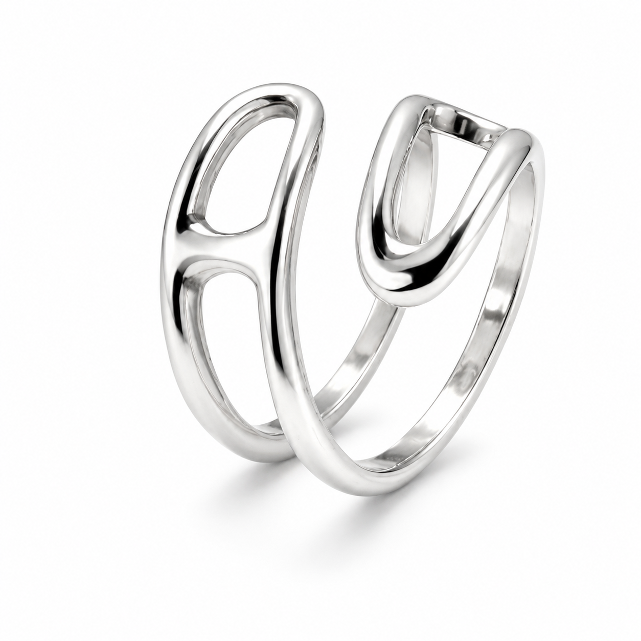 Minimalist Irregular Hollow Split Open Adjustable Ring For Women, Copper Silver Plated Geometric Wrap Stackable Plain Band Daily Jewelry Gift