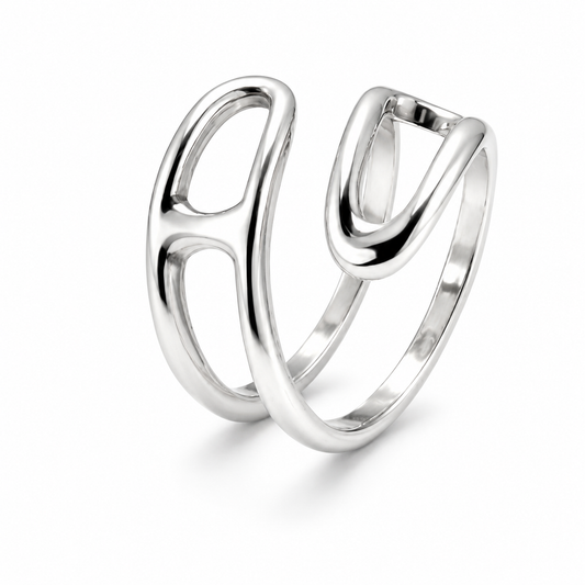 Minimalist Irregular Hollow Split Open Adjustable Ring For Women, Copper Silver Plated Geometric Wrap Stackable Plain Band Daily Jewelry Gift