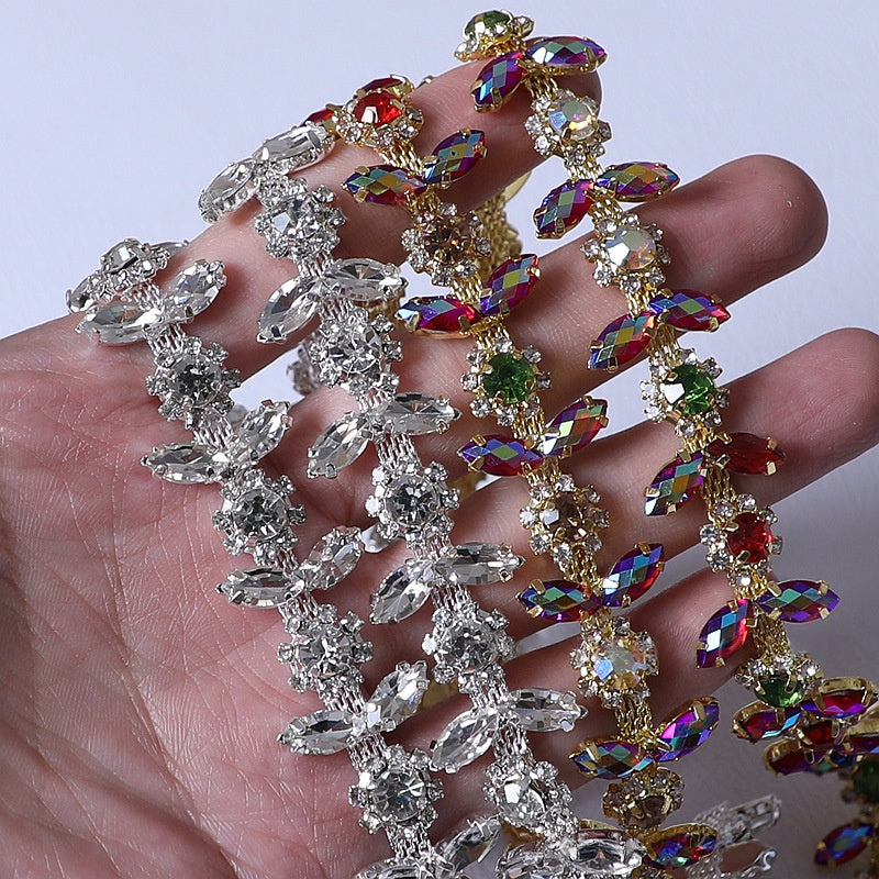 Chain Accessories Rhinestone Chain DIY Jewelry Soldered Chain Floral Design
