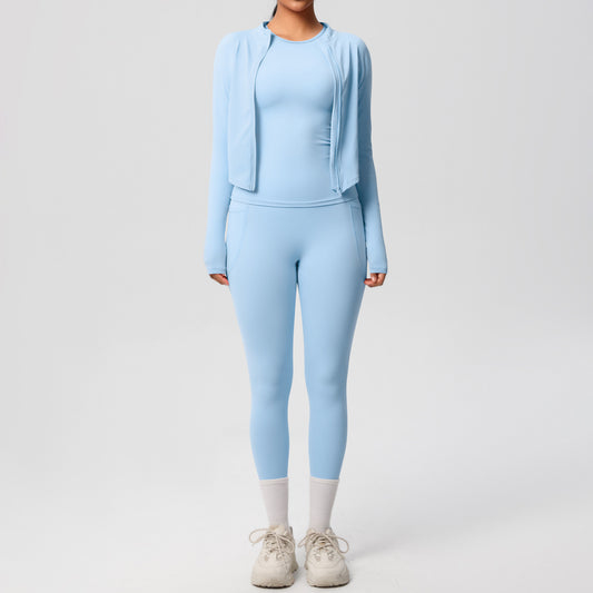 Women's Tight Sports Zipper Jacket Slimming Fitness Suit