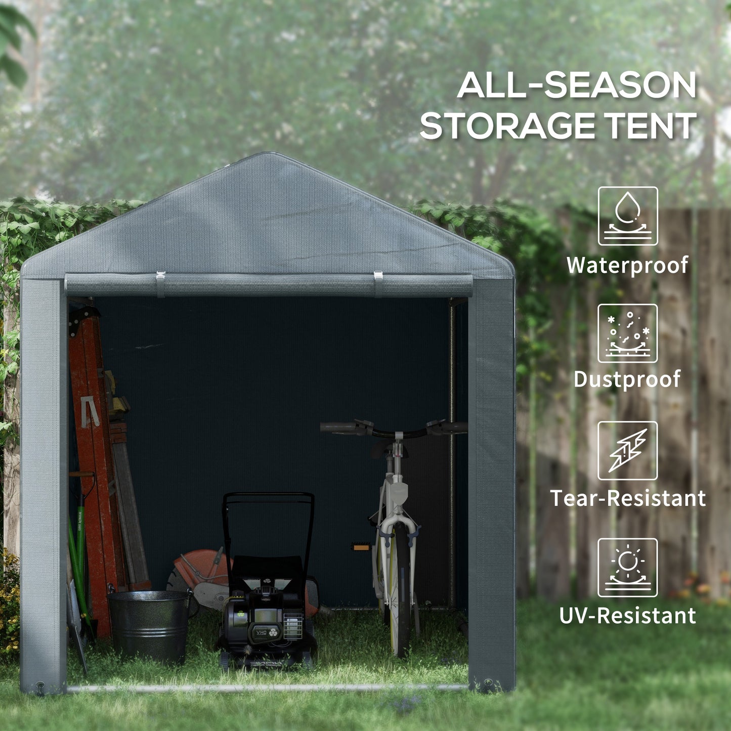 2.2 X 1.6 M Outdoor Storage Tent, With Accessories - Dark Grey