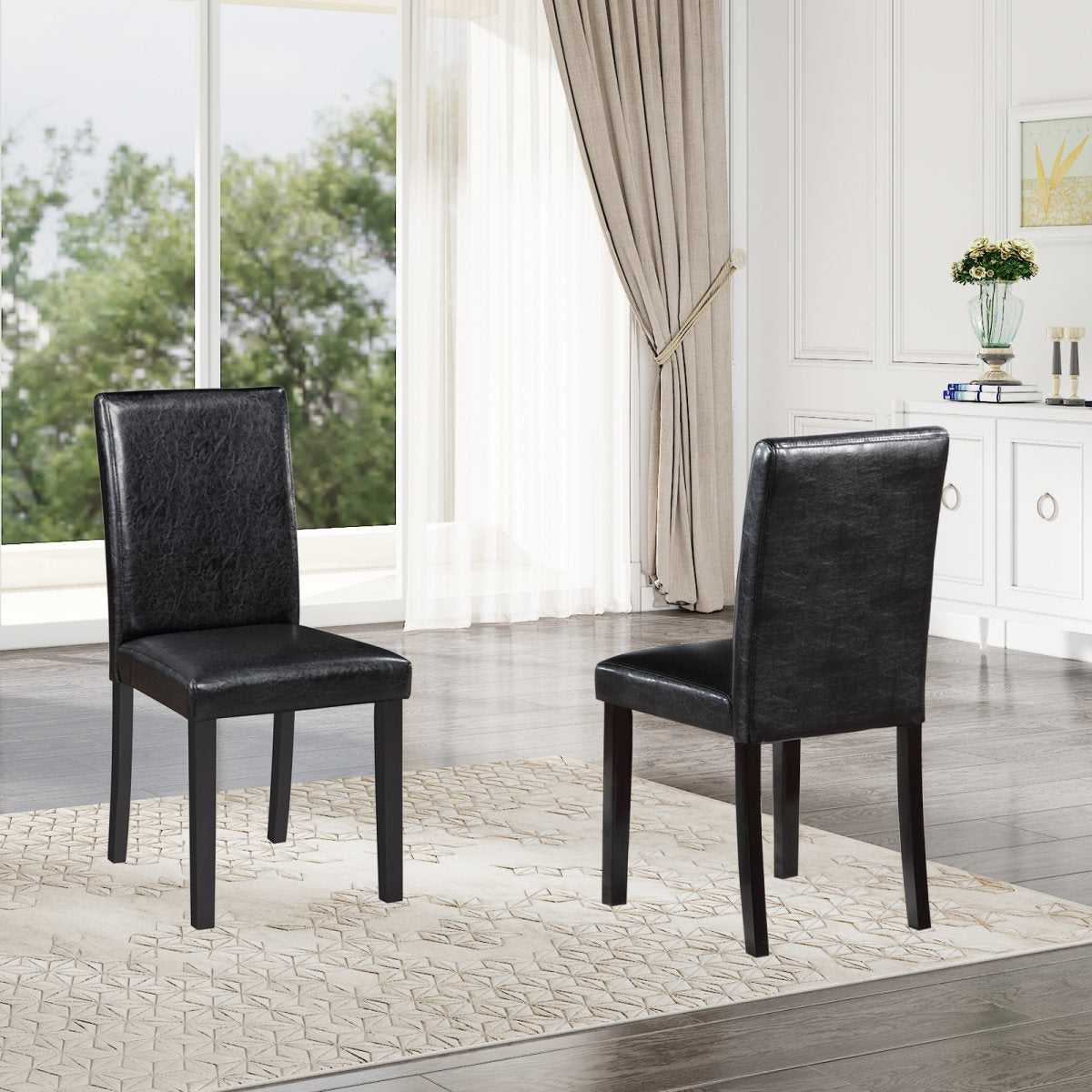 Dining Chairs set for 4, Kitchen Chair with Padded Seat, Side Chair for Dining Room, Black
