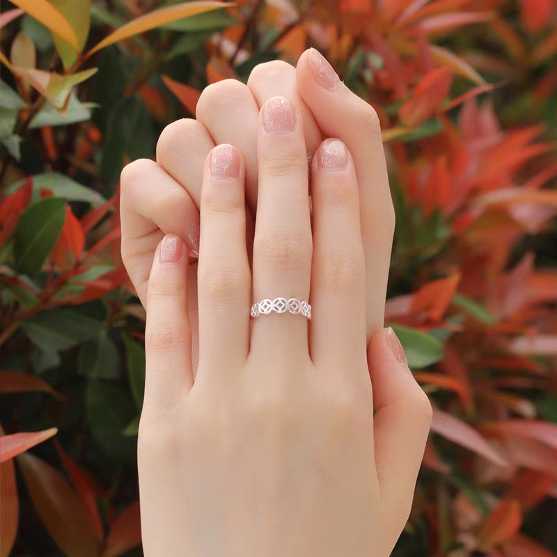 1pc 999 Sterling Silver Hollow Coin Open Ring, Retro Lucky Charm Style, Perfect For Daily Wear & Valentine's Day Gift