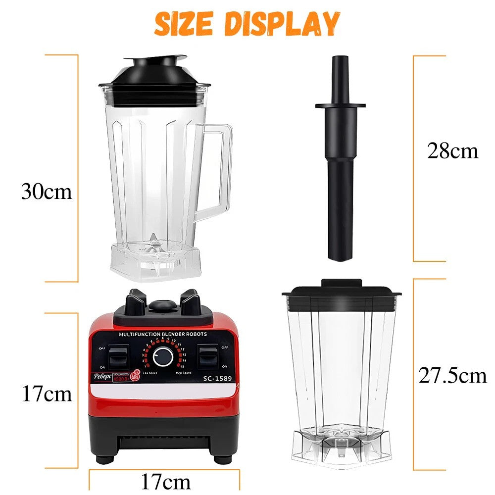 Commercial Blender 2xCups Food Processor Mixer Smoothie Juicer Ice Crusher Home