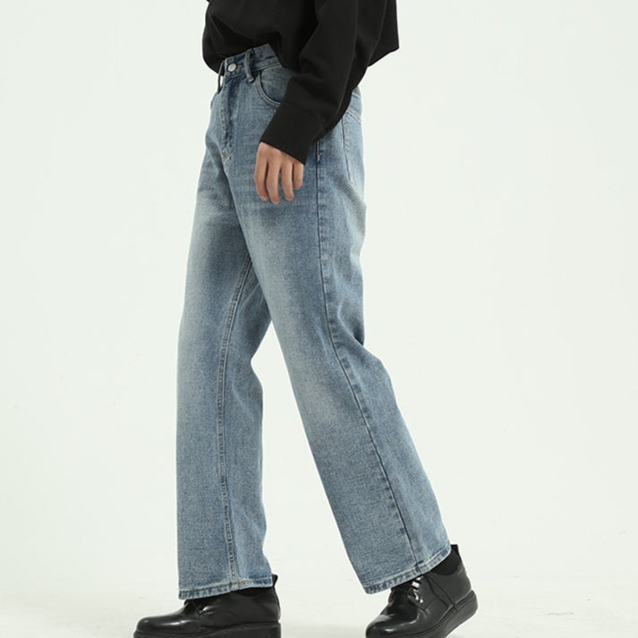 Korean-style Straight-leg Denim Pants For Men