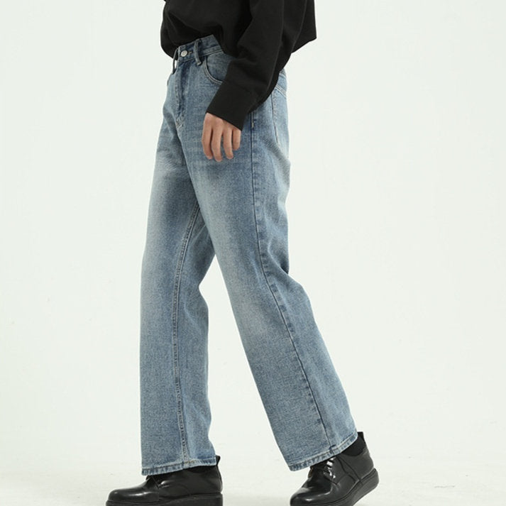 Korean-style Straight-leg Denim Pants For Men