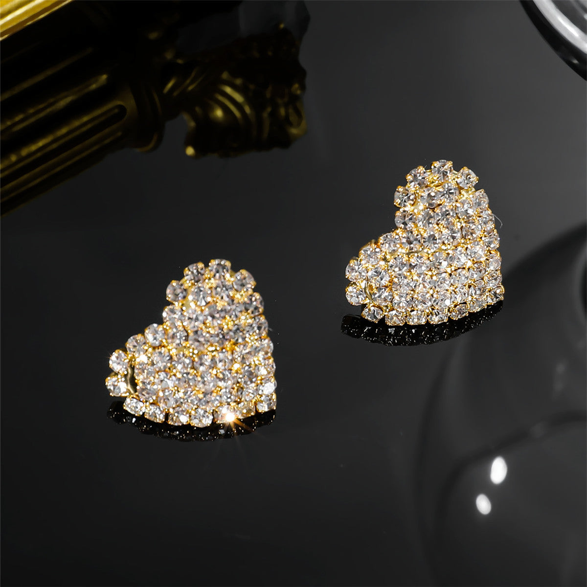 Light Luxury Simple All-match Rhinestone Love Earrings For Women High-end Niche Design Elegant Earrings And Ear Accessories