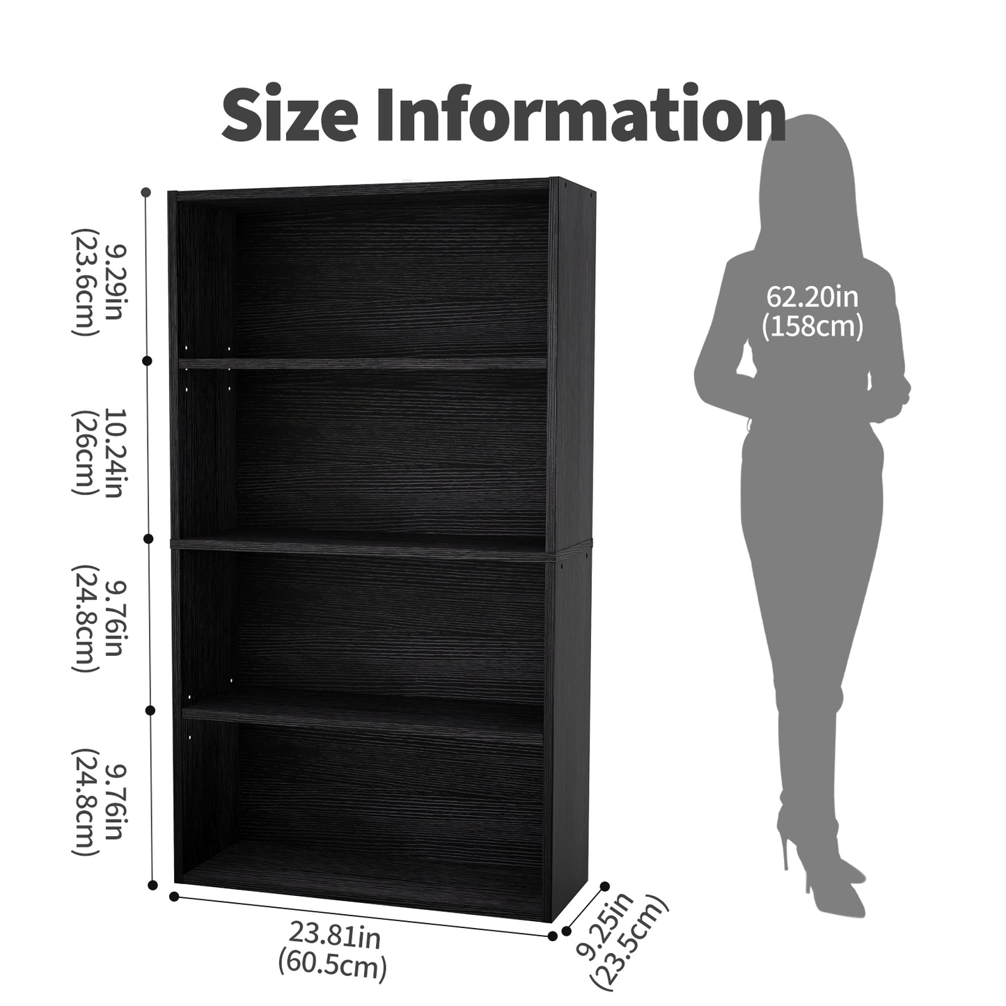 Four-tier And Three-tier Bookcases, Floor-standing Open Shelving, Suitable For Storage In Home Offices, Living Rooms And Bedrooms