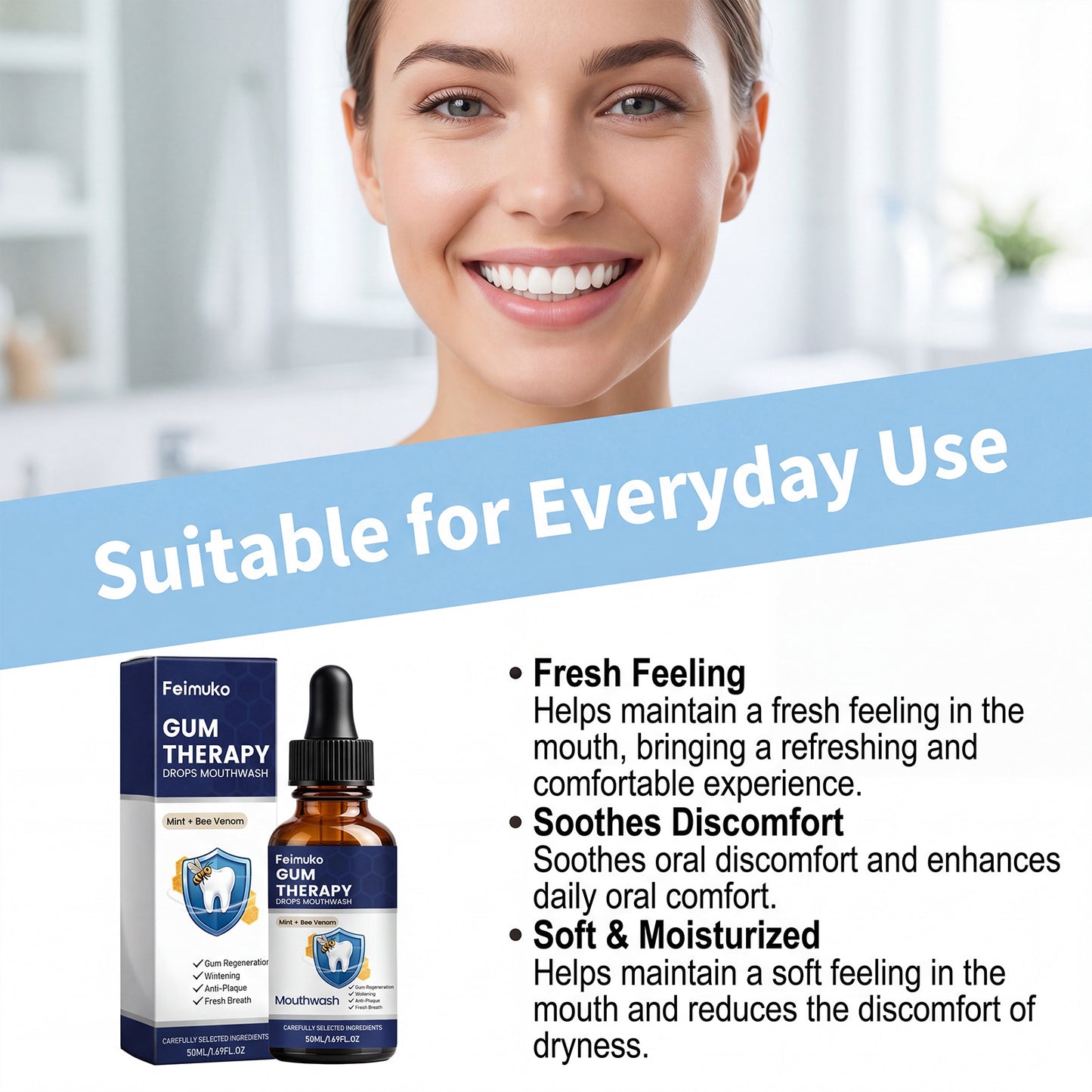Mild And Gentle Oral Care Mouthwash For Gum And Oral Cavity Protection