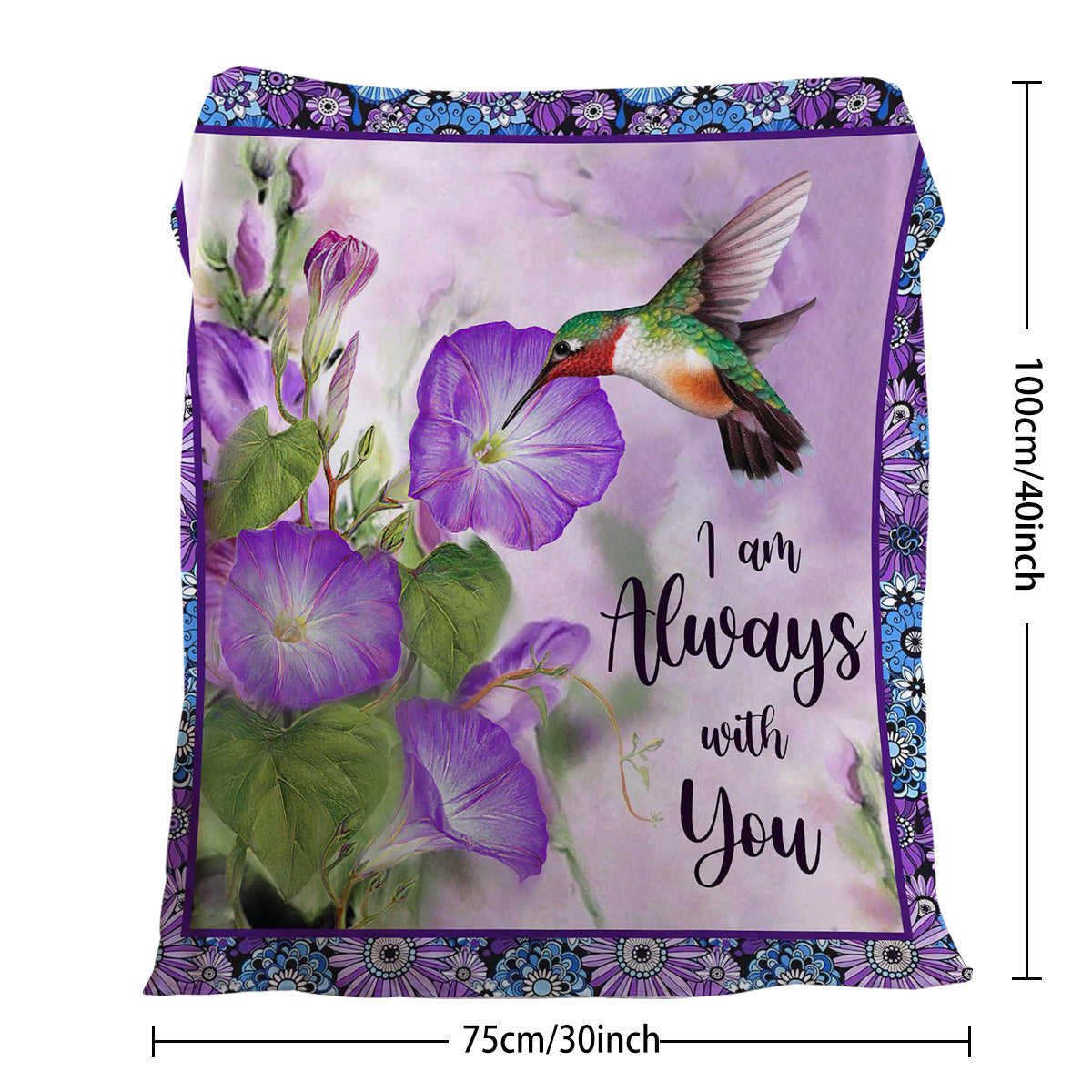 1pc Purple Morning Glory Hummingbird Print Flannel Blanket, Comfortable And Warm Home Throw For Bed, Sofa, Camping, And Multi-Scene Use With Seasonal Versatility